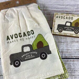 Primitives by Kathy Avocado Themed Tea Towels and Block Sign Bundle Gift Set NWT